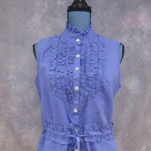 NEW Sandro Linen Blend Ruffled Drawstring Blouse - Picture 2 of 5